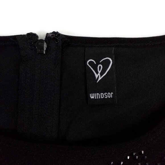 Windsor Round Neck Long Sleeve Studded Bodycon Mini Dress Womens Black Small NWT - Picture 12 of 16